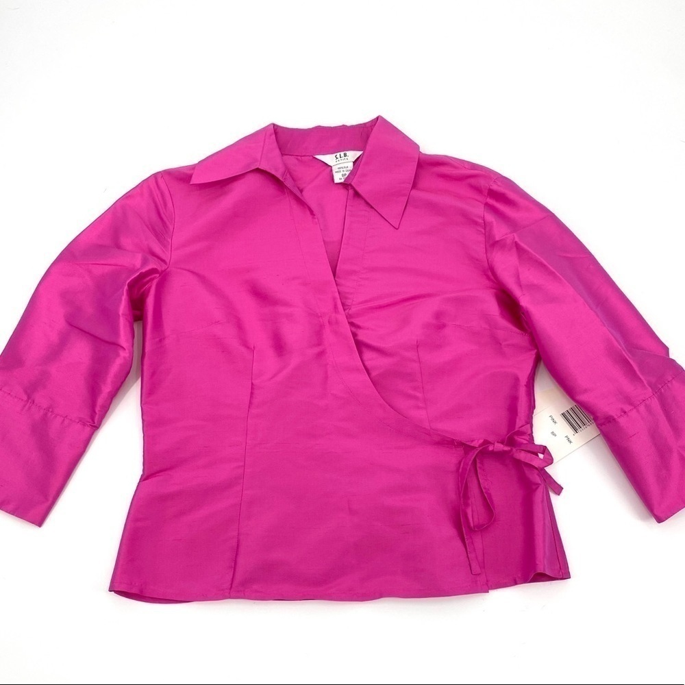 S.L.B pink wrap silk blouse size 8p